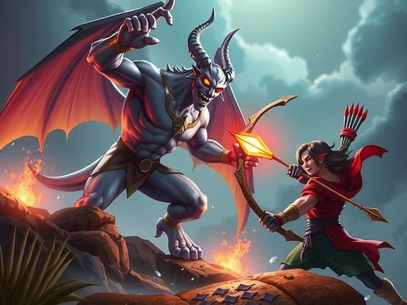Archero Odyssey Combat - Battle Against Mythical Creatures of India Archero Odyssey gameplay showing archer fighting Pishacha demon with holy water arrows